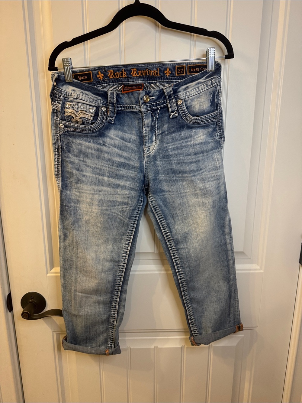Rock Revival Yara Easy Crop Jeans Light Wash Size 27 US 4